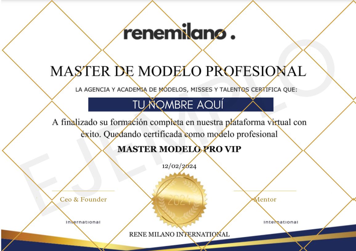 Certificado  - Quiero ser modelo - Curso de modelo profesional online